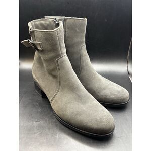 La Canadienne Suede Buckle Bootie Waterproof Platform Gray 7 M EUC